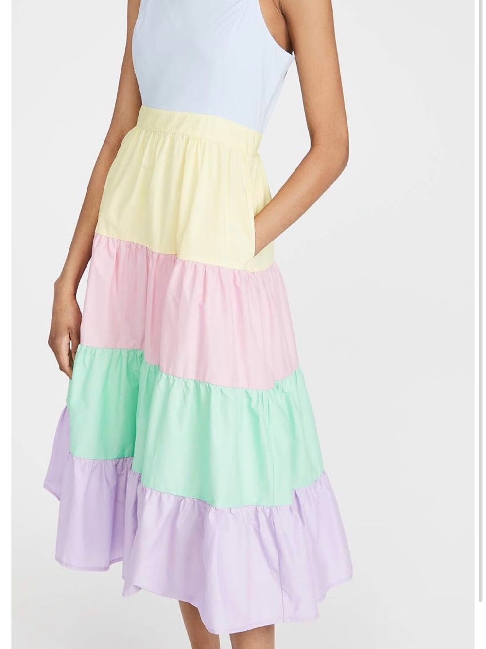 English Factory Color Block Tiered Midi